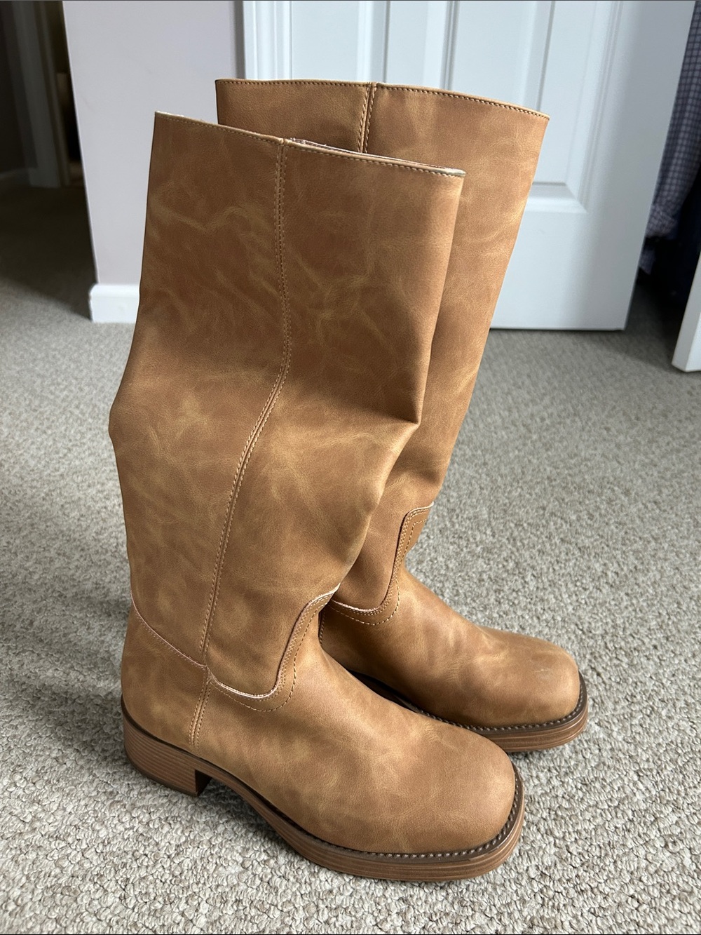 Steve Madden Tan Mid-Calf Heeled Boots